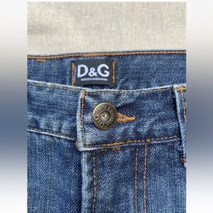 Dolce & Gabbana Sz 27 Vintage Authentic Denim Leather Detail Flare Jeans